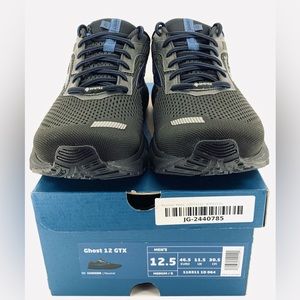 NEW IN BOX Men's Size 12.5 BROOKS GHOST 12 GTX Black GORETEX Running Shoes
